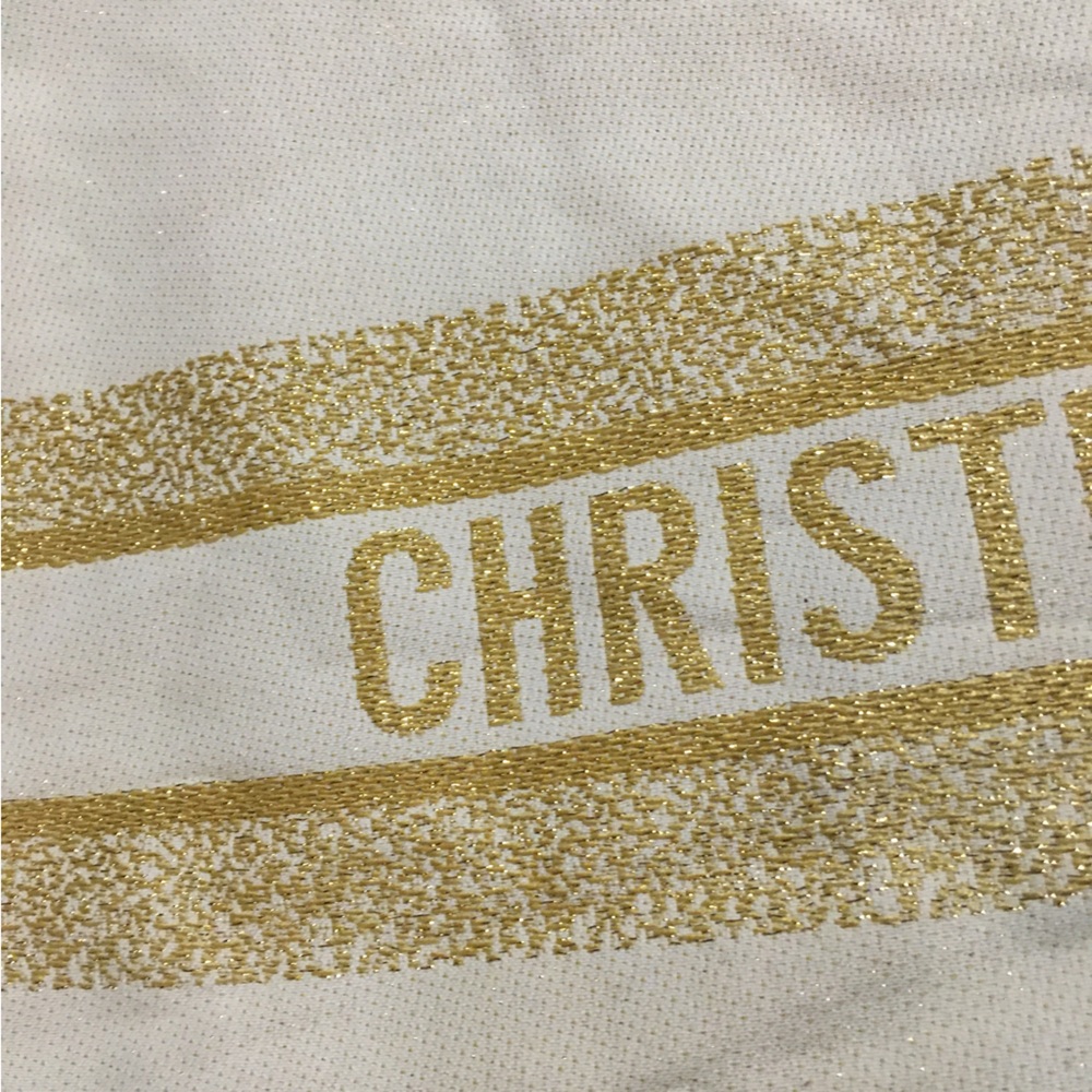 Christian Dior Gold on Beige Canvas tote bag - Picture 9 of 13